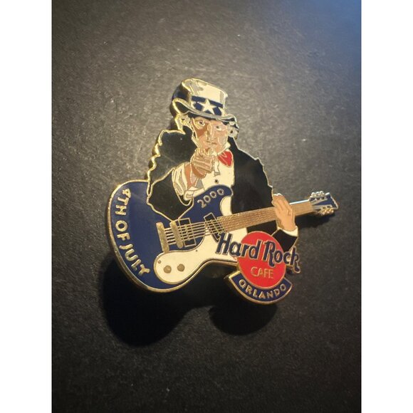 Hard Rock Cafe Orlando Uncle Sam Guitar Pin 2000 Limited Edition 4th Of July - Picture 2 of 4